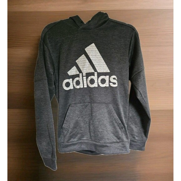 Adidas Mens Pullover Hoodie Climawarm Hood Sweatshirt Gray Size Small S Warm Top - Picture 1 of 13